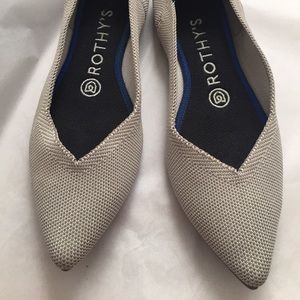 Rothy’s beige pointy toe shoes.